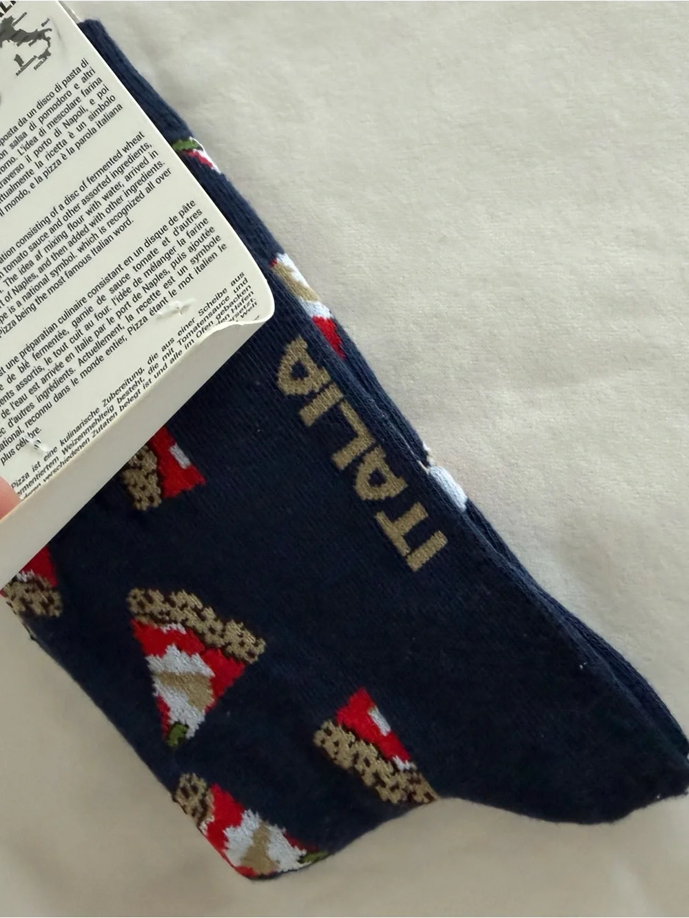 Italina Navy Pizza Slice Pattern Socks